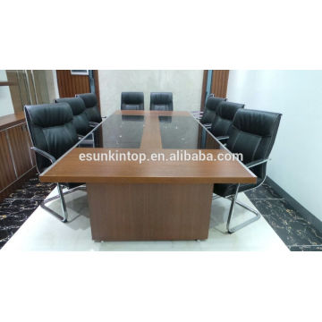 Melamine conference table with glass